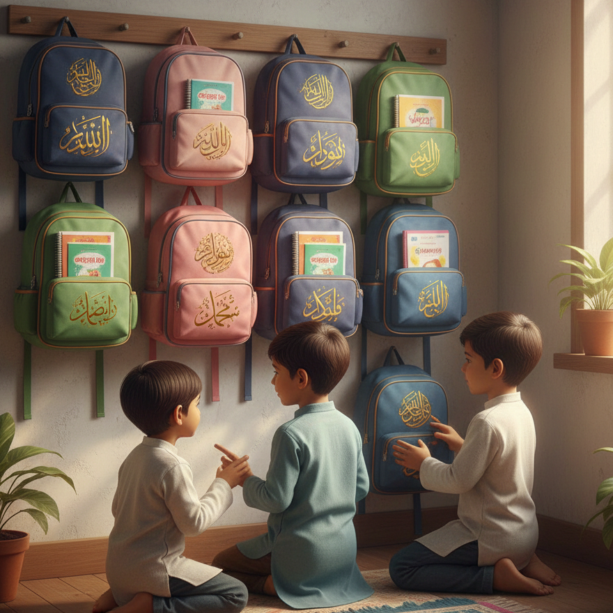 কেন শিশুদের ব্যাগে ইসলামিক ক্যালিগ্রাফি?